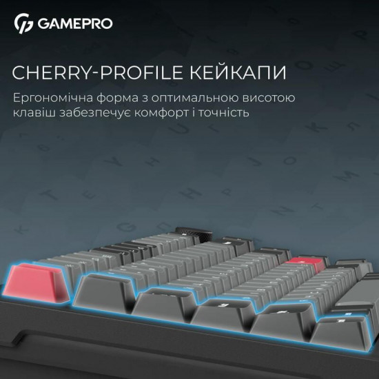 Клавіатура бездротова GamePro Asgard Yord Keychron Super Red Switch Black (MK266BK)