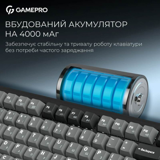 Клавіатура бездротова GamePro Asgard Yord Keychron Super Red Switch Black (MK266BK)