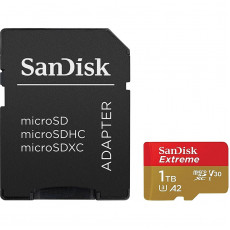 Карта пам`ятi MicroSDXC 1TB UHS-I Class 10 R190/W130MB/s SanDisk Extreme V30 A2 U3 + SD Adapter (SDSQXAV-1T00-GN6MA)