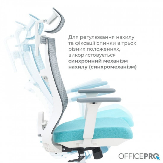 Крісло офісне Officepro Balance OC550-W-DG-BL White/Dark Gray/Blue