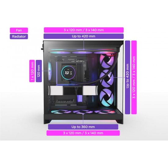 Корпус NZXT H9 Flow RGB+ Black (CM-H92FB-P1)