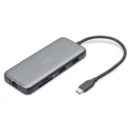 Док-станція Digitus USB-C PD 100W/USB3.2х2/USB-C/RJ45/SD/MicroSD/HDMI (DA-70914)