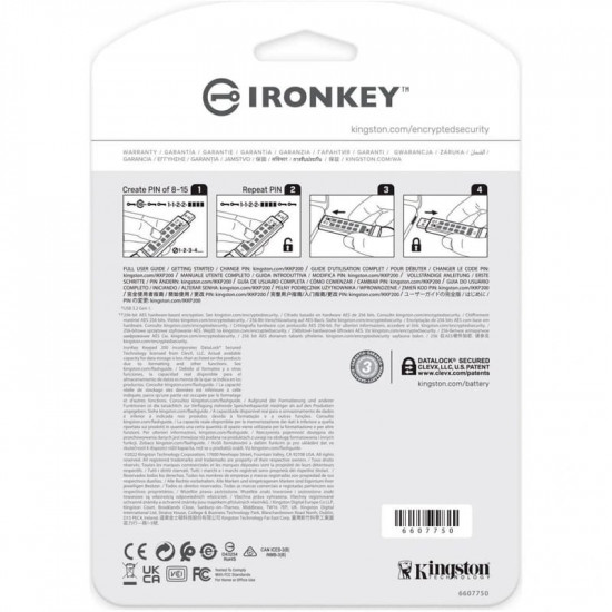 Флеш-накопичувач USB3.2 128GB Kingston IronKey Keypad 200 Type-A Blue (IKKP200/128GB)