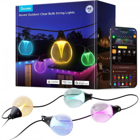 Гірлянда Smart LED Govee H7025 Outdoor Clear Bulb String Lights 15м (H7025CB1)