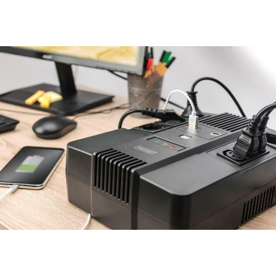 Джерело безперебійного живлення Digitus Line Interactive 600VA, USB, 4хSchuko, 3хС13, LED (DN-170110)