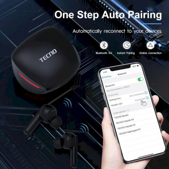 Bluetooth-гарнітура Tecno G01 Black (4895180780899)