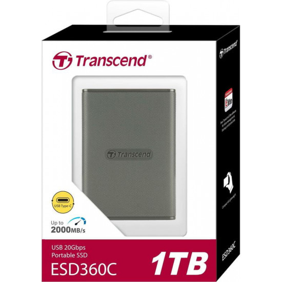 Накопичувач зовнішній SSD USB 3.2 Gen 2 Type-C 1TB Transcend ESD360C Grey (TS1TESD360C)