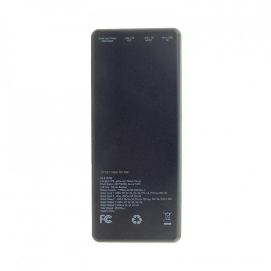 Універсальна мобільна батарея Energizer UE27062PQ 27000mAh 65W Black