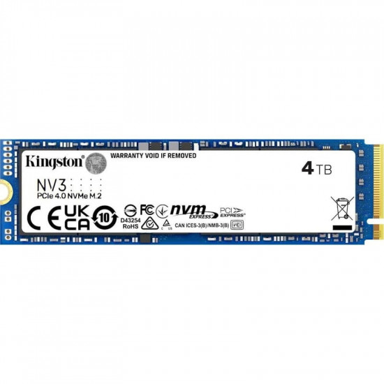 Накопичувач SSD 4TB M.2 NVMe Kingston NV3 M.2 2280 PCIe Gen4.0 x4 (SNV3S/4000G)