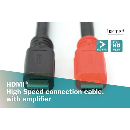 Кабель Digitus HDMI - HDMI (M/M), High Speed, 15 м, Black (AK-330105-150-S)