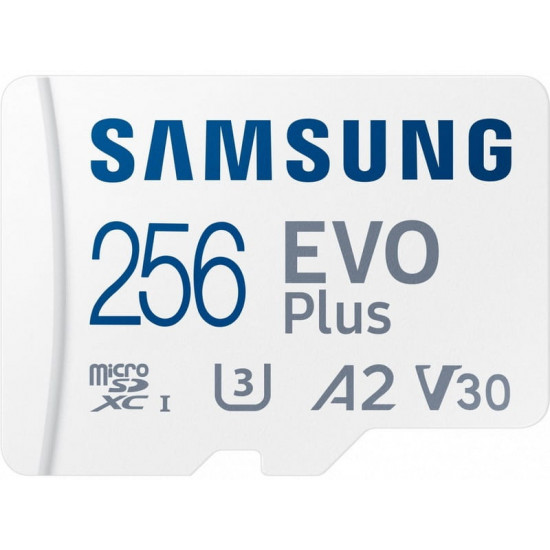 Карта пам`яті MicroSDXC  256GB UHS-I U3 V30 A2 Samsung Evo Plus + SD-адаптер (MB-MC256SA/EU)