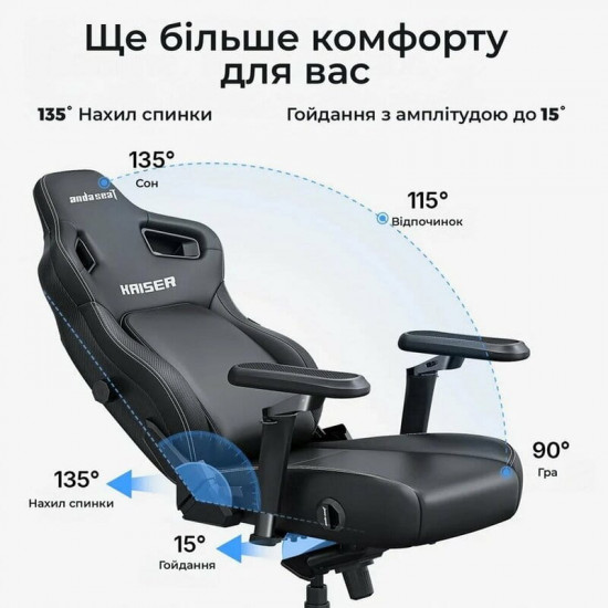 Крісло для геймерів Anda Seat Kaiser 4 V2 Size XL PVC Black (AD12YDDC-XLL-20-B-PV/C-03)