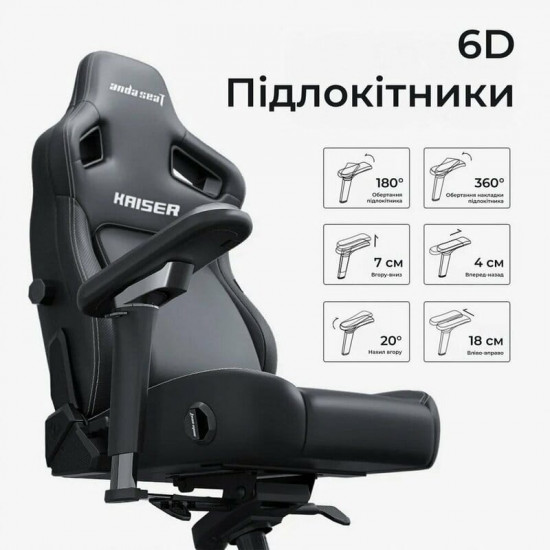 Крісло для геймерів Anda Seat Kaiser 4 V2 Size XL PVC Black (AD12YDDC-XLL-20-B-PV/C-03)