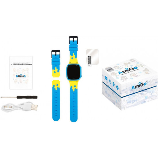 Дитячий смарт-годинник AmiGo GO008 Glory GPS WiFi Blue Yellow
