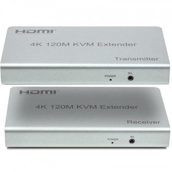 Подовжувач HDMI сигналу PowerPlant HDMI 4K/30hz, до 120м, через CAT5E/6 (HDES120-KVM) (CA912933)