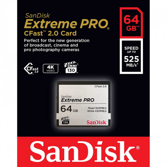 Карта пам`яті CFast 2.0 64GB SanDisk Extreme Pro R525/W430MB/s (SDCFSP-064G-G46D)