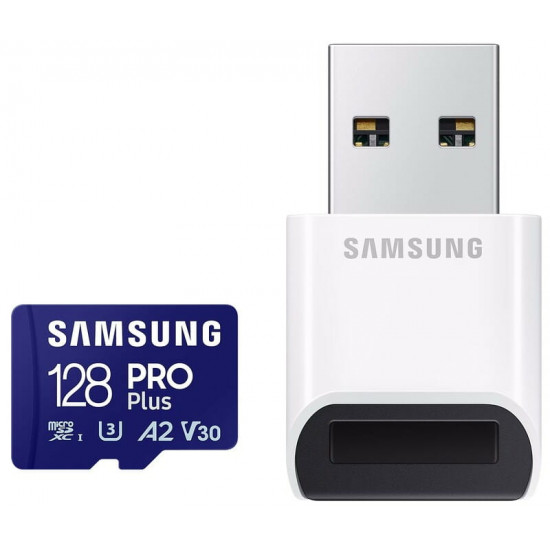 Карта пам`яті MicroSDXC 128GB UHS-I/U3 Samsung Pro Plus R180/W130MB/s + OTG Card reader (MB-MD128SB/WW)