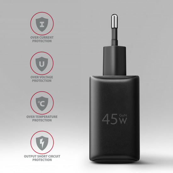 Зарядний пристрій Axagon 45W Black (ACU-PQ45)