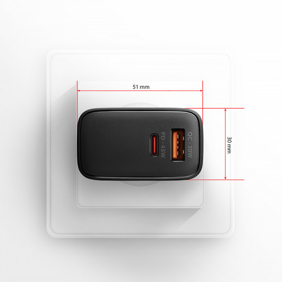 Зарядний пристрій Axagon 45W Black (ACU-PQ45)