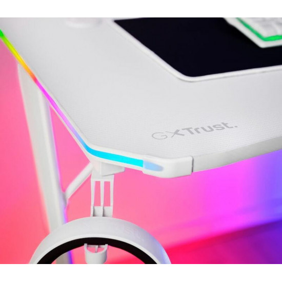 Геймерський стіл Trust GXT 709W Luminus RGB White (25328)