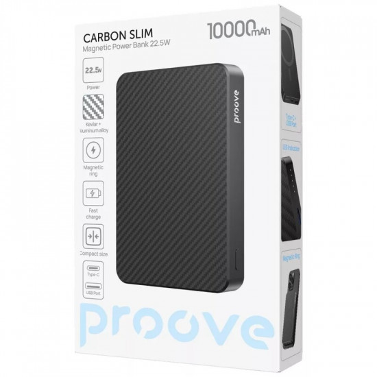 Універсальна мобільна батарея Proove Carbon Slim 22.5W 10000mAh Black (PBCS22110001)