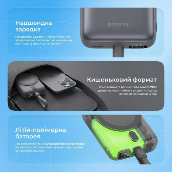 Універсальна мобільна батарея Proove Neutron 22.5W 10000mAh Silver/White (PBNE22022206)