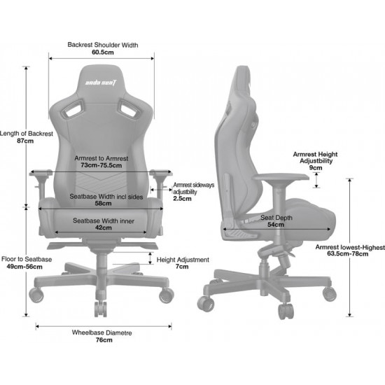 Крісло для геймерів Anda Seat Kaiser 2 Size XL Black/Maroon (AD12XL-02-AB-PV/C-A05)