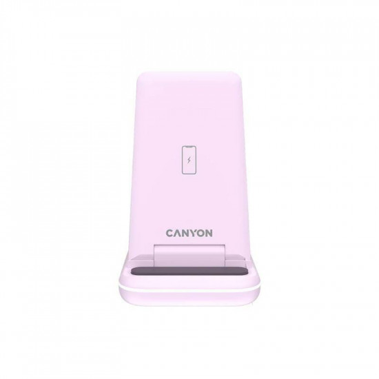Бездротовий зарядний пристрій Canyon WS-304 15W 2in1 Iced Pink (CNS-WCS304IP)