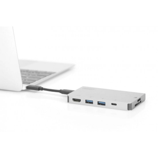 Док-станція Digitus USB-C PD 100W/USB3.0х2/USB-C/SD/MicroSD/HDMI (DA-70867)