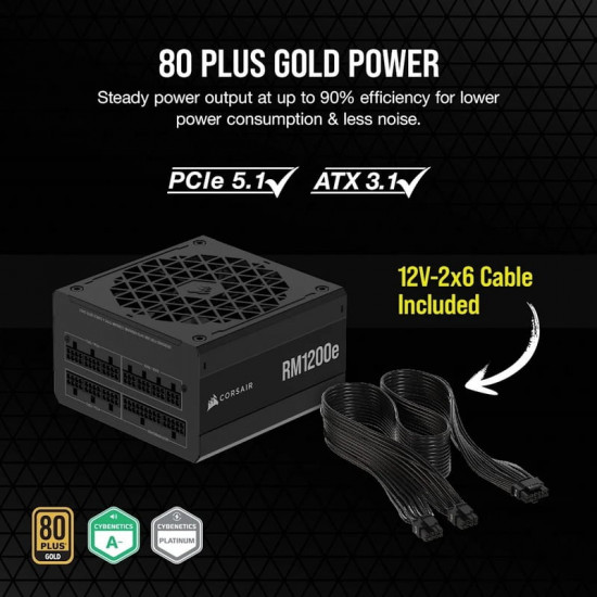 Блок живлення Corsair RM1200e PCIE5 1200W (CP-9020258-EU)