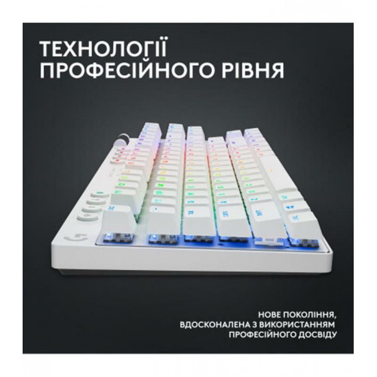 Клавiатура бездротова Logitech G PRO X TKL Lightspeed White Tactile (920-012148)