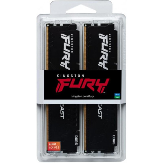 Модуль пам`яті DDR5 2x32GB/6000 Kingston Fury Beast Black (KF560C30BBEK2-64)