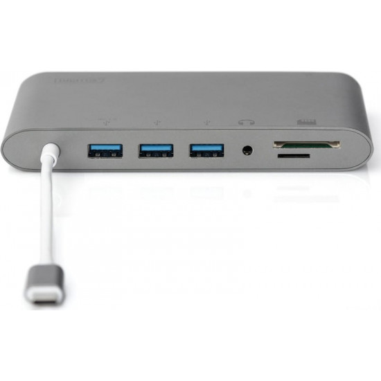 Док-станція Digitus USB-C USB3.0х3/USB-C/SD/MicroSD/HDMI/VGA/miniDisplayPort/RJ45/Audio (DA-70875)