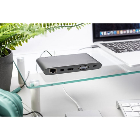 Док-станція Digitus USB-C USB3.0х3/USB-C/SD/MicroSD/HDMI/VGA/miniDisplayPort/RJ45/Audio (DA-70875)