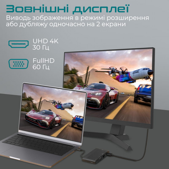 USB-хаб Promate MediaHub-C6 USB Type-C 6-в-1 Black