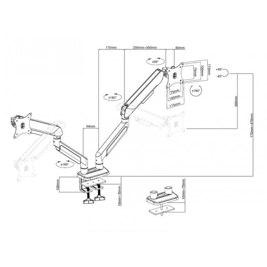 Кронштейн Anda Seat Stealth Pro II 17"-42" Black/White (AD-W-A9-2S-BW) (VESA100х100)