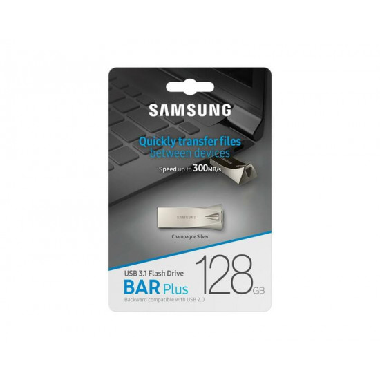Флеш-накопичувач USB3.1 128GB Samsung Bar Plus Champagne Silver (MUF-128BE3/APC)