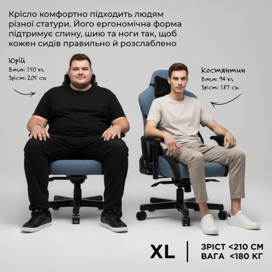 Крісло для геймерів Anda Seat T-Pro 2 Size XL Linen Grey/Black (AD12XLLA-01-GB-F)