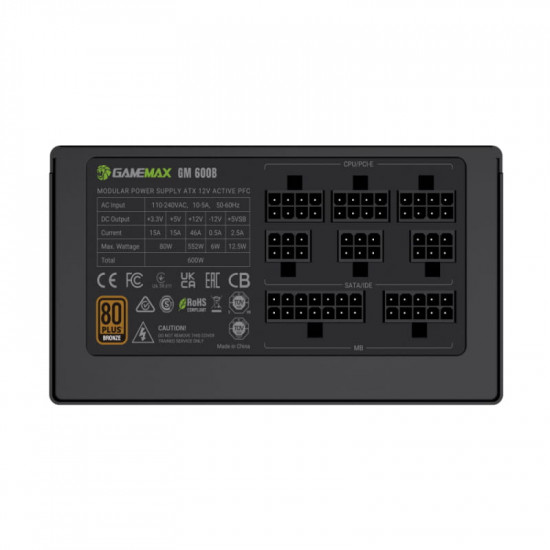 Блок живлення GameMax GM 600B Fully-modular New 600W Black