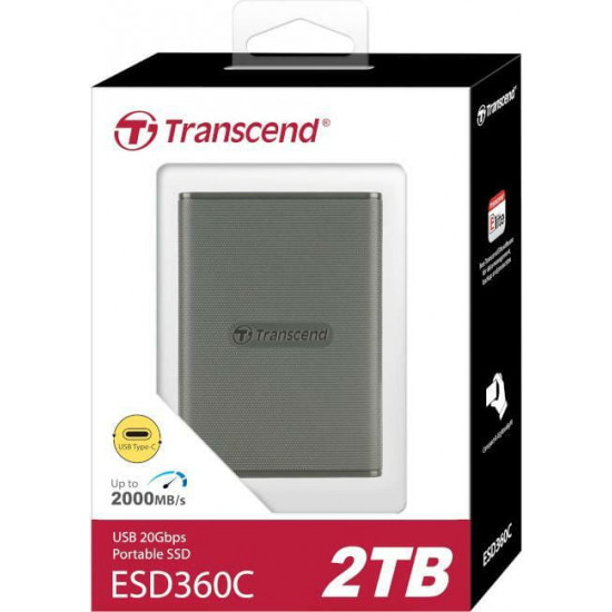 Накопичувач зовнішній SSD USB 3.2 Gen 2 Type-C 2TB Transcend ESD360C Grey (TS2TESD360C)