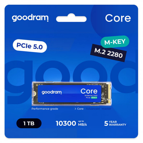 Накопичувач SSD 1TB Goodram Core M.2 2280 PCIe 5.0 x4 NVMe 3D NAND (SSDR-GRC01-1K0-80)