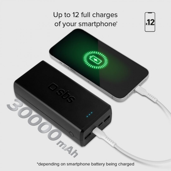 Універсальна мобільна батарея SBS 30000 mAh 20W Black (TTBB30000PD20K)