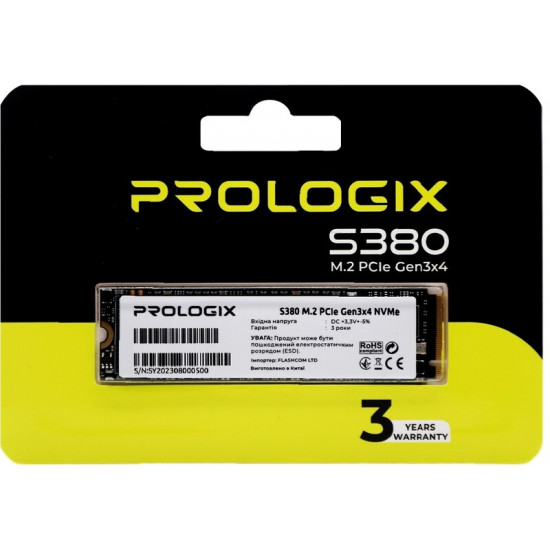 Накопичувач SSD  512GB Prologix S380 M.2 2280 PCIe 3.0 x4 NVMe 3D TLC (PRO512GS380)