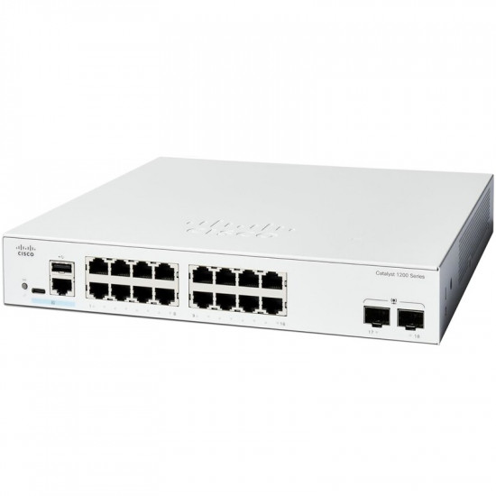 Комутатор Cisco Catalyst C1200-16P-2G (16хGE PoE, 2xGE SFP, 120 Вт, USB, керований)
