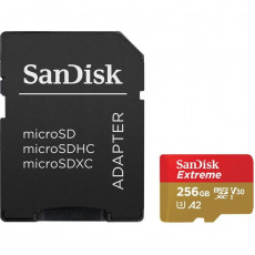 Карта пам`ятi MicroSDXC 256GB C10 UHS-I SanDisk Extreme V30 U3 R190/W130MB/s + SD (SDSQXAV-256G-GN6MA)