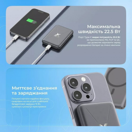 Універсальна мобільна батарея Proove X-Core 22.5W 10000mAh Gray (PNXC22010003)