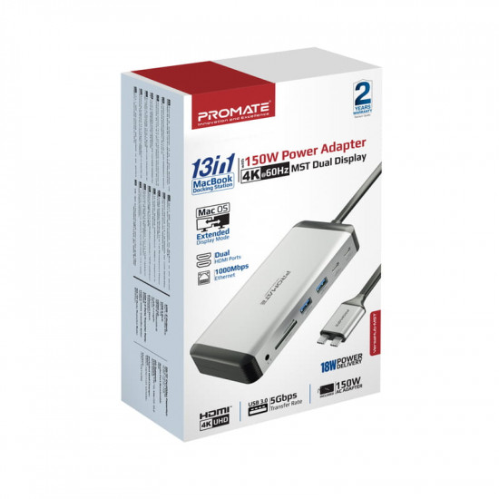 USB-хаб Promate VersaHub USB Type-C 13-в-1 Grey