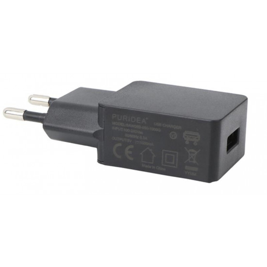 Мережевий зарядний пристрій Puridea C02 (1USBх1A) Black