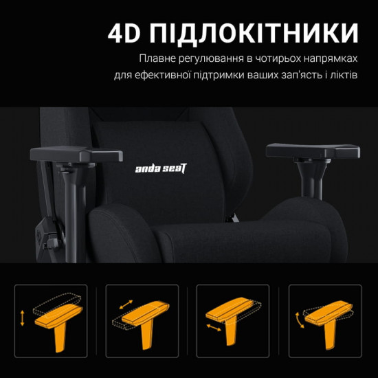 Крісло для геймерів Anda Seat Kaiser Frontier Size XL Black Fabric (AD12YXL-17-B-F-B02)