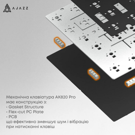 Клавіатура бездротова Ajazz AK820 Pro Flying Fish Switch Purple RGB With Screen (AK820PRO-FF-PWB)